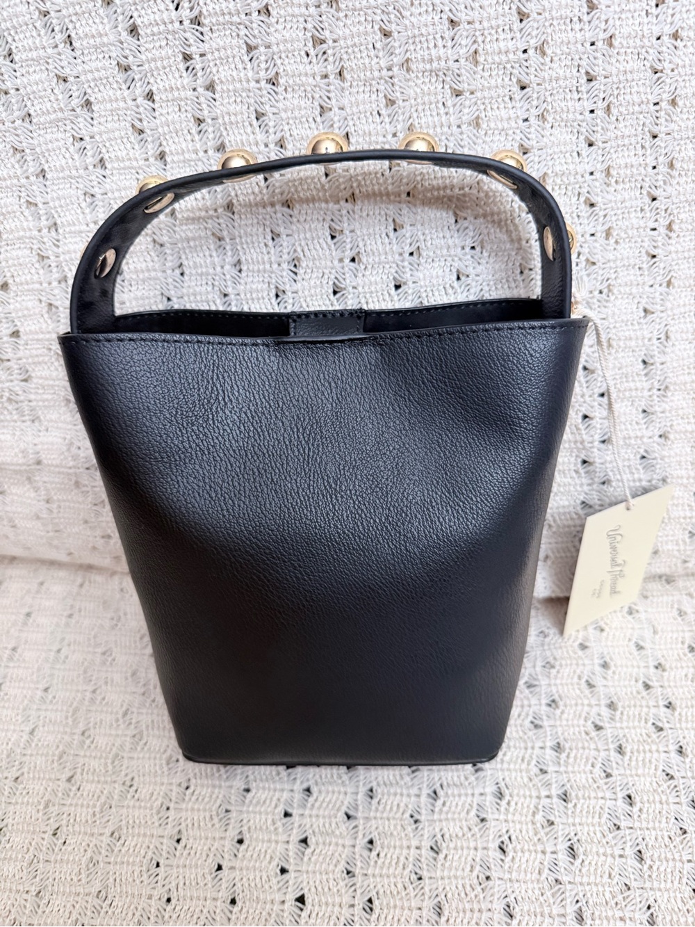 Universal Thread Black Mini Bucket Bag with Gold Stud Handle